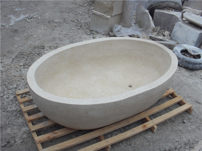  Natural White stone bathtub for bathroom