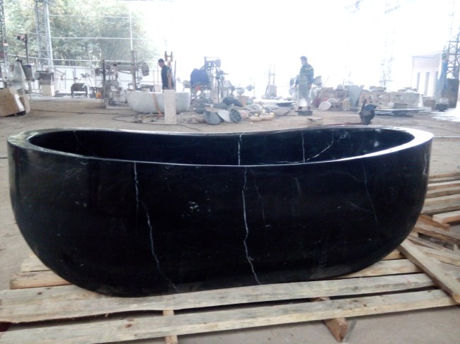 Natural Black Stone Bathtub For Bathroom 