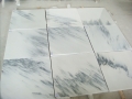 blue sky white marble tiles