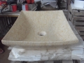 Rectangular shape beige marble bathroom sink