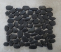 Polished black pebble mesh tiles supplier