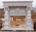 white marble fireplace mantel with beautiful carving