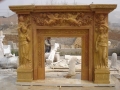 Hand carved home decoration Yellow marble fireplace