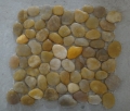 Polished yellow pebble mesh tiles