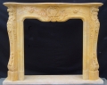 Healthy natural beige marble fireplace