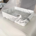 Italian white marble square sink
