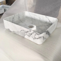 top Italian white marble square sink for sale