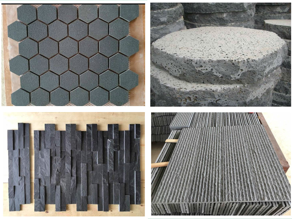 Honed Black Basalt Lava Stone Tile