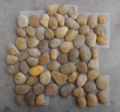 Polished yellow pebble mesh tiles