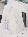blue sky white marble tiles