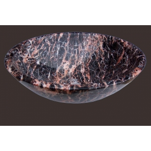 brown round bathroom sink