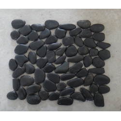 polished black pebble mesh wall tile