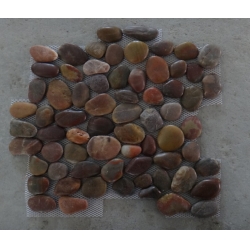Red polished pebble tiles