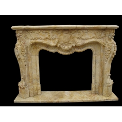 Healthy beige marble fireplace