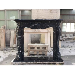 antique black decorative marble fireplace mantel