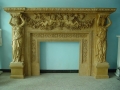 Upscale yellow marble fireplace mantel surround
