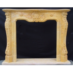 Healthy beige marble fireplace