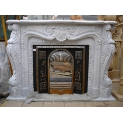 White marble fireplace mantel