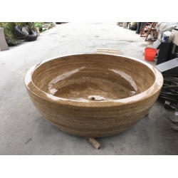 Round marble bathtub yellow natural stone bathtub for bathroom