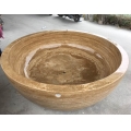 Round marble bathtub yellow stone bathtub for bathroom